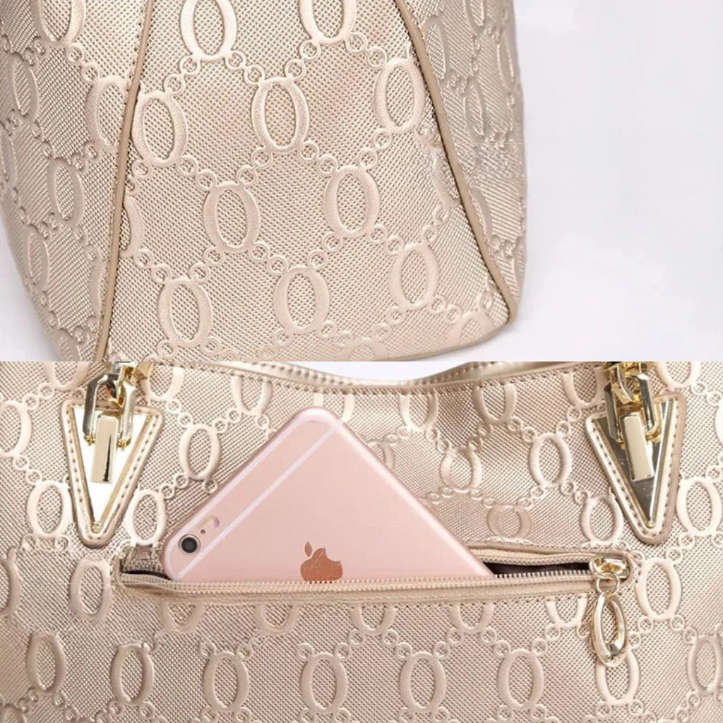 BOLSA FEMININA FOXER TRANVERSAL FEITA EM  COURO GENUÍNO MODELO ALMA GOLDEN