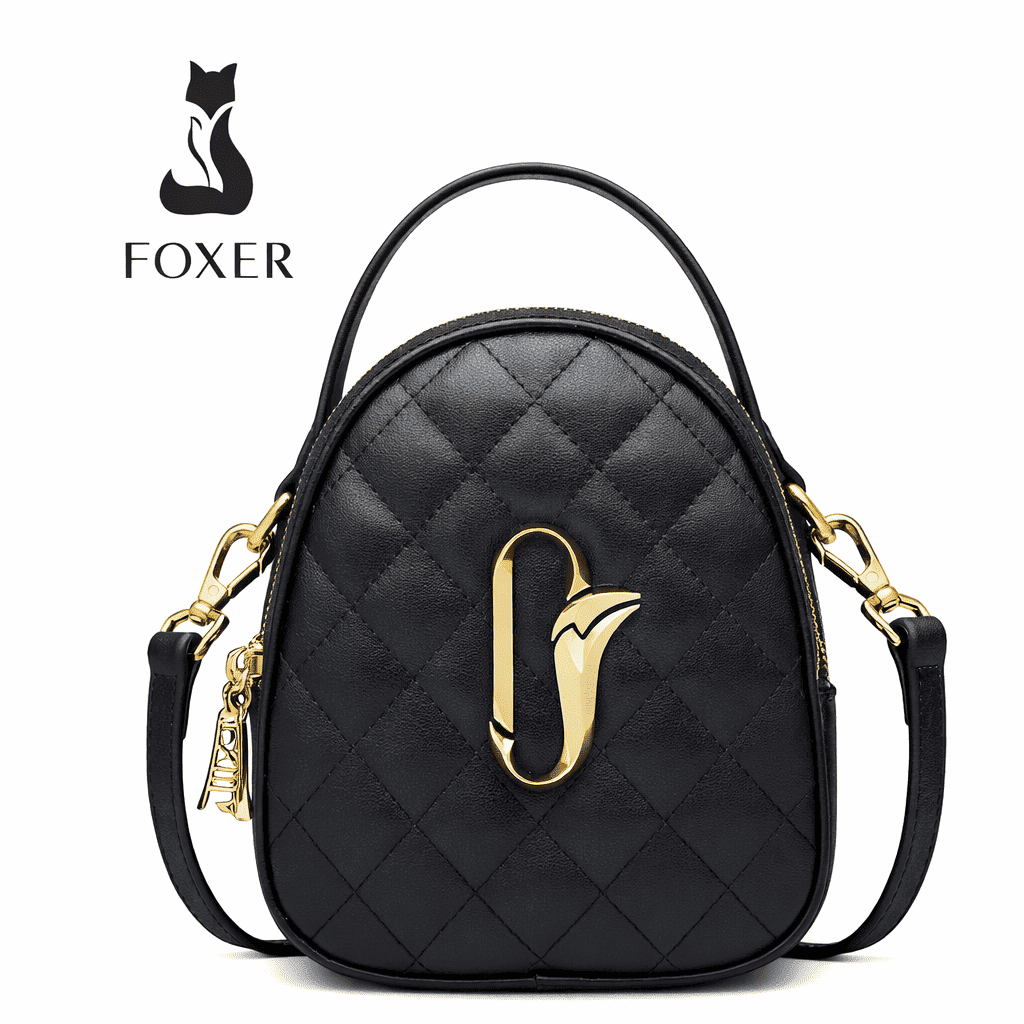 BOLSA FEMININA FOXER FEITA EM COURO REFINADO  MODELO JOLIE BLACK