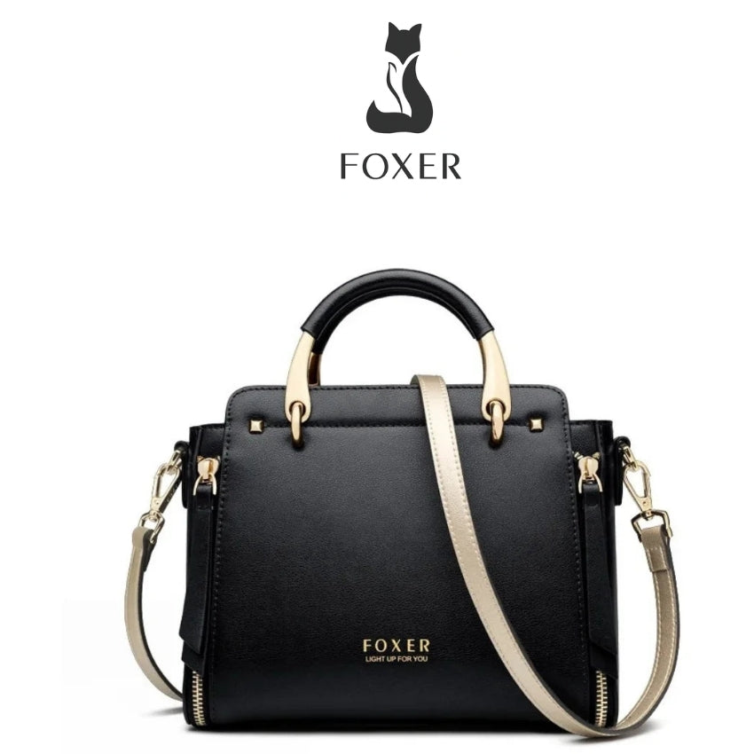 BOLSA FEMIINA EM COURO FOXER MODELO PRESTIGE CABAS BLACK