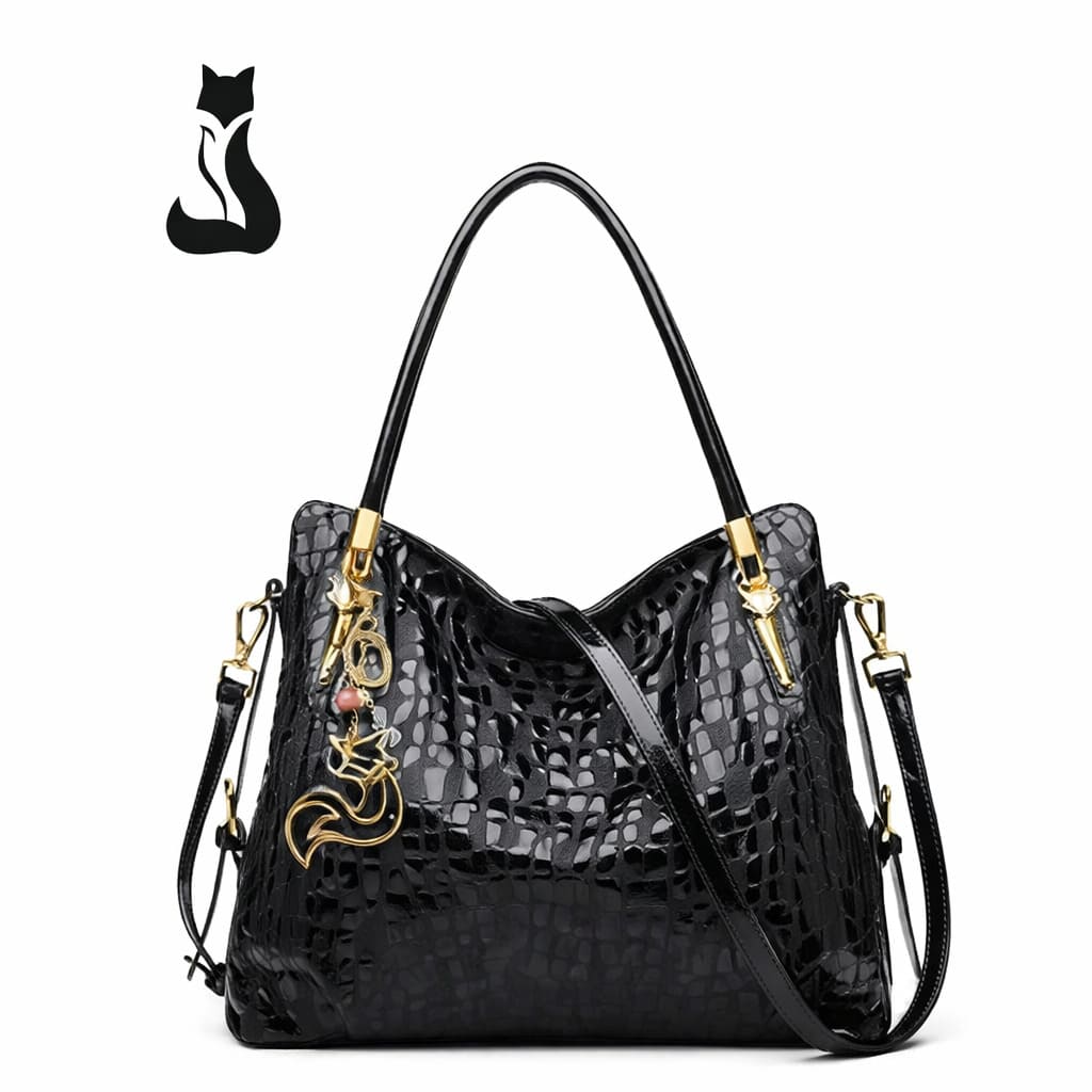 BOLSA FEMININA EM COURO GENNUÍNO FOXER – MODELO BLACK ROYALE