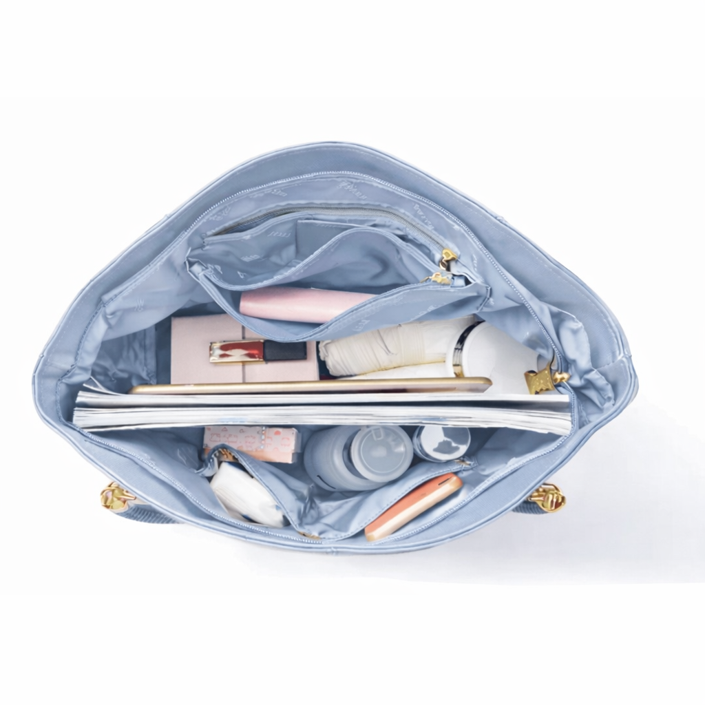 Bolsa Feminina Grande  Feita Em Couro  Modelo Foxer Vittora Blue