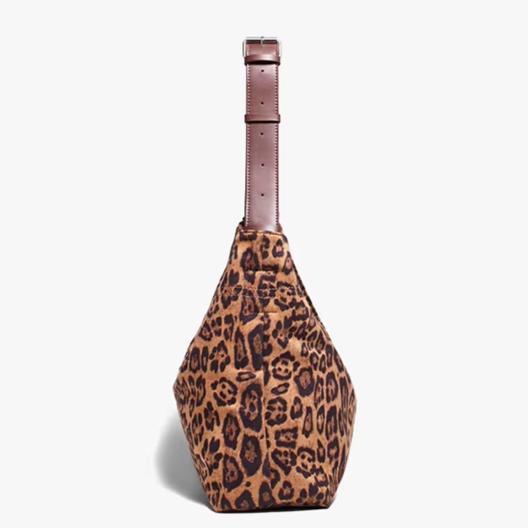 bolsa  Foxer Sauvage Leopard de perfil com a alça