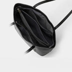 Bolsa Feminina Grande Preta  De Couro Genuíno Modelo Foxer Valenora Black