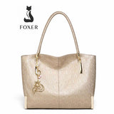 Bolsa feminina Grande De Couro Modelo Foxer Vittora Beige