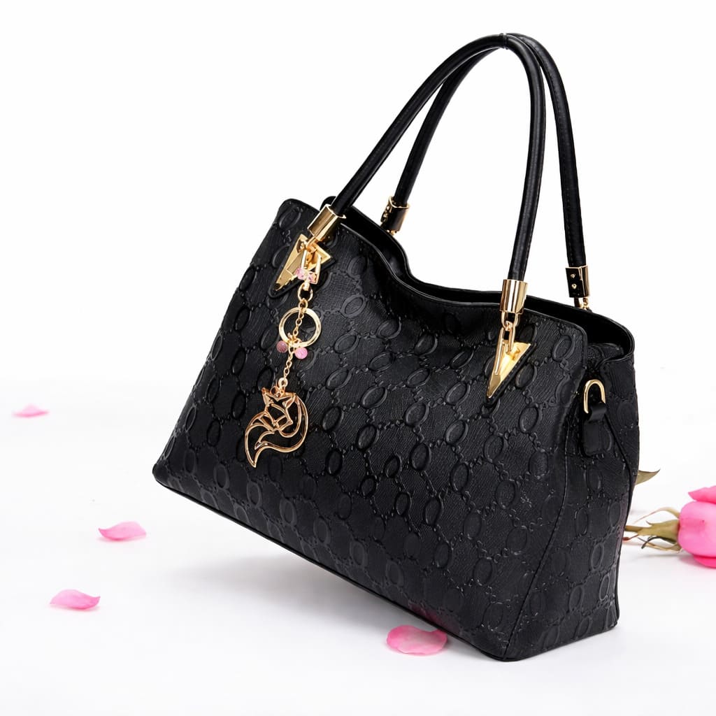 Bolsa Feminina Grande Preta Em Couro Refinado Modelo Alma Black
