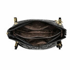 Bolsa Feminina  Grande Preta Feita Em Couro Refinado Modelo Foxer Royale Black