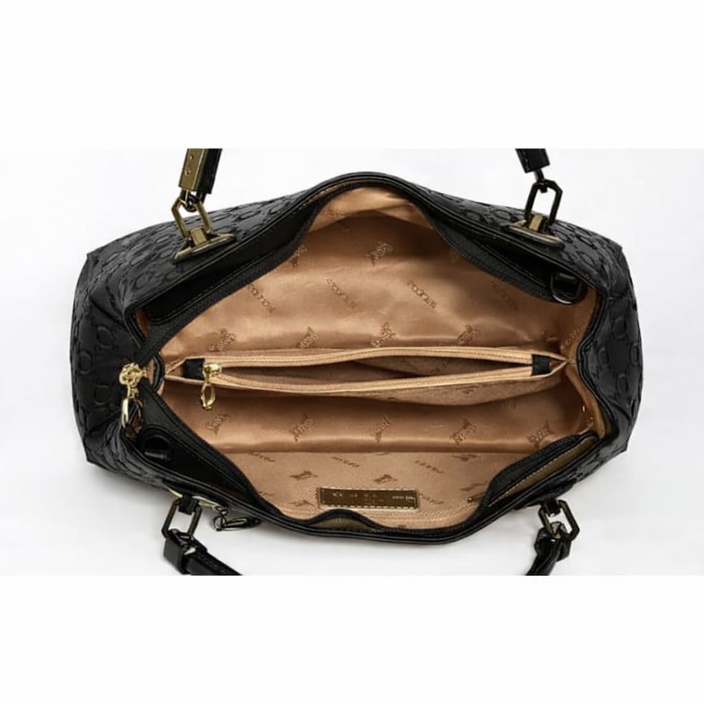 Bolsa Feminina Grande Preta Em Couro Refinado Modelo Alma Black