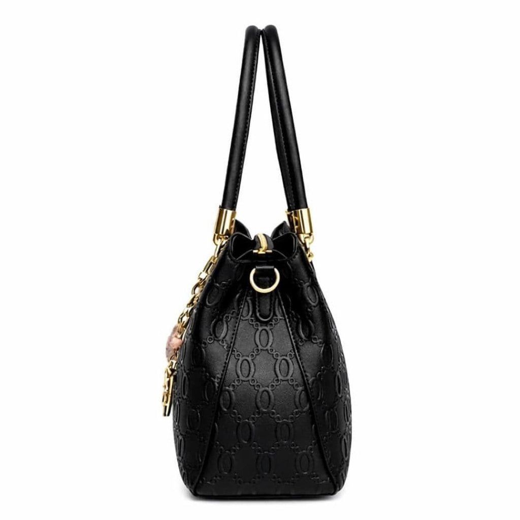 Bolsa Feminina Grande Preta Em Couro Refinado Modelo Alma Black