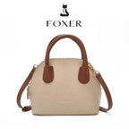 BOLSA FEMININA DE OMBRO FOXER FEITA EM COURO GENUÍNO MODELO AMÉLIE BEIGE