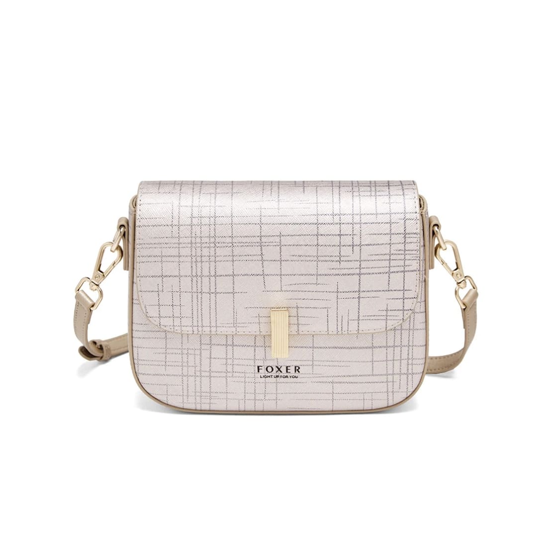 Bolsa FOXER Éclat Saddle frontal com design sofisticado e acabamento refinado