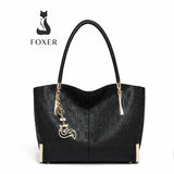 Bolsa Feminina Grande Preta De Couro- Modelo Foxer Vittora Black