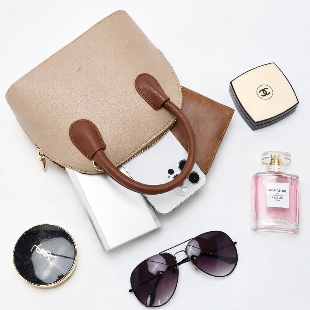 Bolsa Feminina Transversal Pequena  Modelo Foxer Amélie Beige