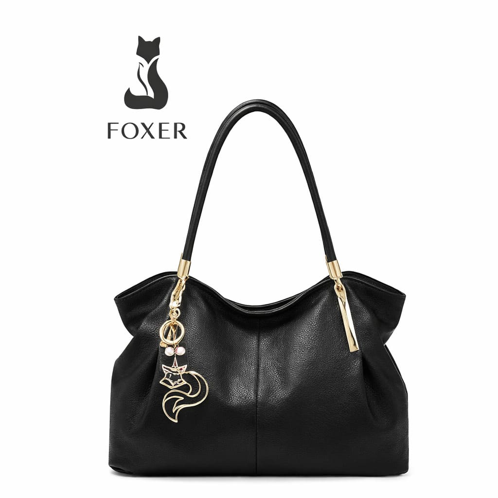 BOLSA FEMININA FOXER FEITA EM COURO GENUÍNO MODELO SAINT-GERMAIN BLACK