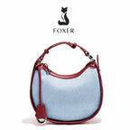 BOLSA FEMININA FOXER FEITA EM JEANS COM DETALHES EM COURO MODELO JEANS LUXE