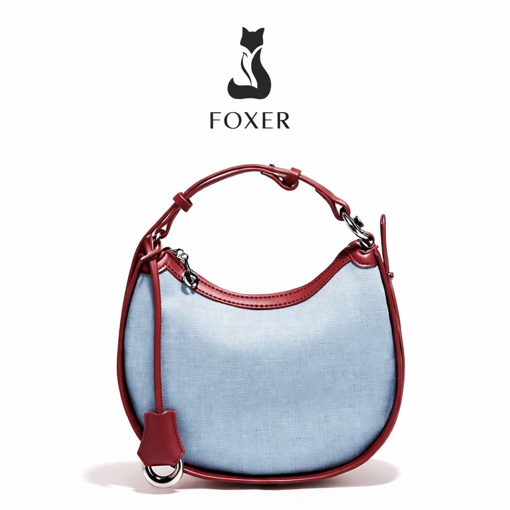 BOLSA FEMININA FOXER FEITA EM JEANS COM DETALHES EM COURO MODELO JEANS LUXE
