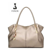 Bolsa Feminina  Grande De Couro Refinado Modelo Foxer Majesté