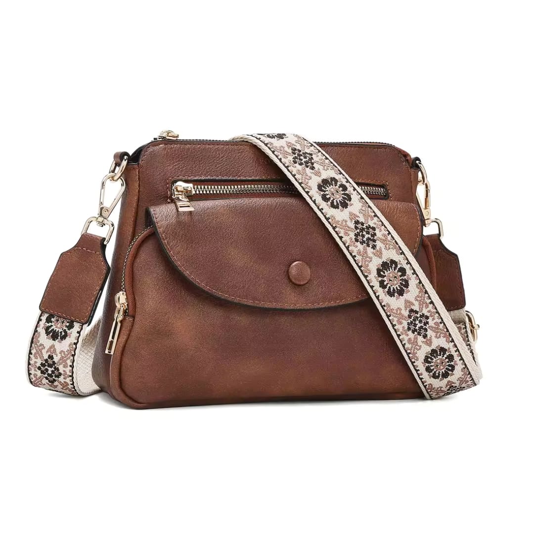 BOLSA FEMININA TRANSVERSAL FOXER FEIRA EM COURO REFINADO  MODELO MONTREL