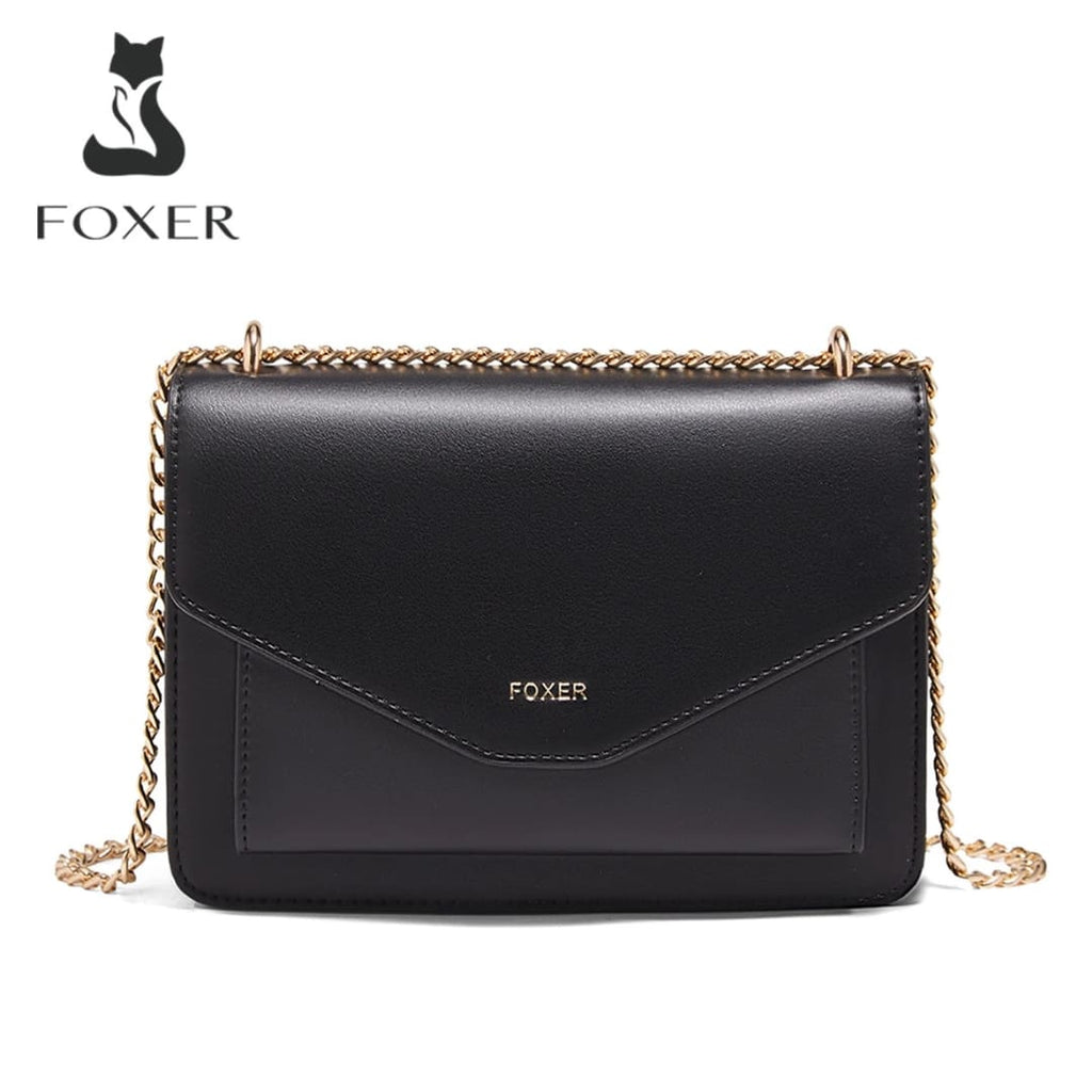 BOLSA FEMININA TYRANSVERSAL FOXER FEITA EM COURO REFINADO MODELO ARVELLE BLACK