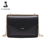 BOLSA FEMININA TYRANSVERSAL FOXER FEITA EM COURO REFINADO MODELO ARVELLE BLACK
