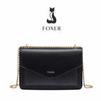 BOLSA FEMININA TYRANSVERSAL FOXER FEITA EM COURO REFINADO MODELO ARVELLE BLACK