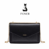 BOLSA FEMININA TYRANSVERSAL FOXER FEITA EM COURO REFINADO MODELO ARVELLE BLACK