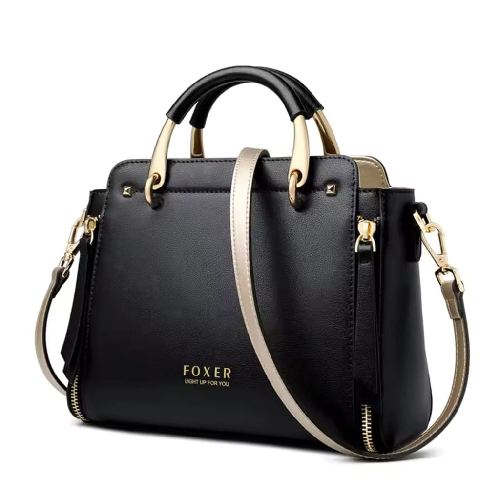 BOLSA FEMIINA EM COURO FOXER MODELO PRESTIGE CABAS BLACK