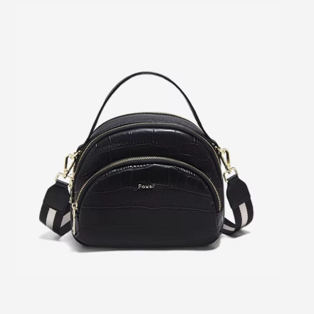 BOLSA FEMININA FOXER FEITA EM COURO GEMUÍNO MODELO RIVELLE BLACK