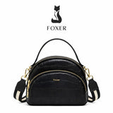 BOLSA FEMININA FOXER FEITA EM COURO GEMUÍNO MODELO RIVELLE BLACK