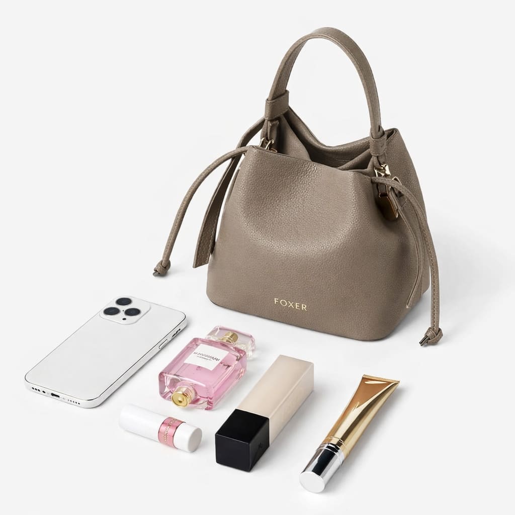 Bolsa Feminina Pequena em Couro Genuíno – Modelo Foxer  Ravelle Taupe