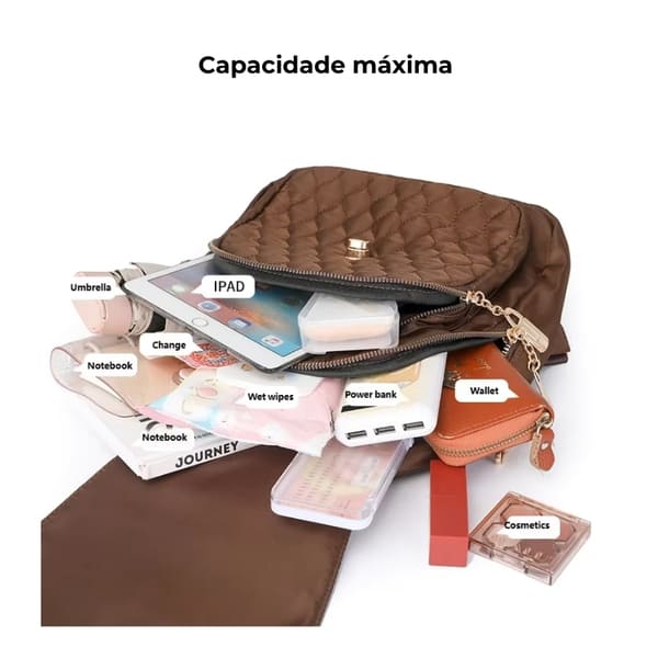 MOCHILA FEMIINA FEITA EM COURO REFINADO MODELO BELLA LUXE BROWN