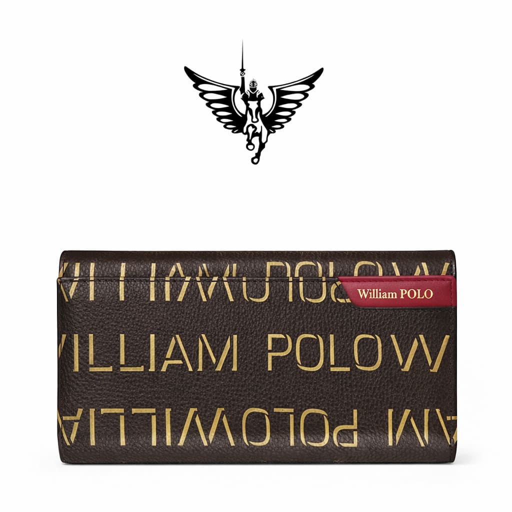 CARTEIRA FEMININA FEITA EM COURO MODELO LONG MONOGRAM ÉLEGANCE -LINHA WILLIAM POLLO