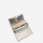 CARTEIRA FEMININA LONGA FOXER FEITA EM COURO GENUÍNO MODELO SÉLUNE BEIGE