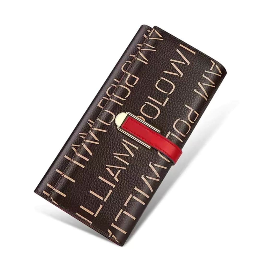 CARTEIRA FEMININA FEITA EM COURO MODELO LONG MONOGRAM ÉLEGANCE -LINHA WILLIAM POLLO