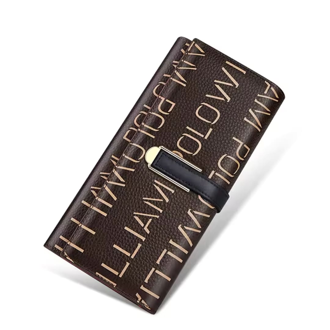 CARTEIRA FEMININA FEITA EM COURO MODELO LONG MONOGRAM ÉLEGANCE -LINHA WILLIAM POLLO