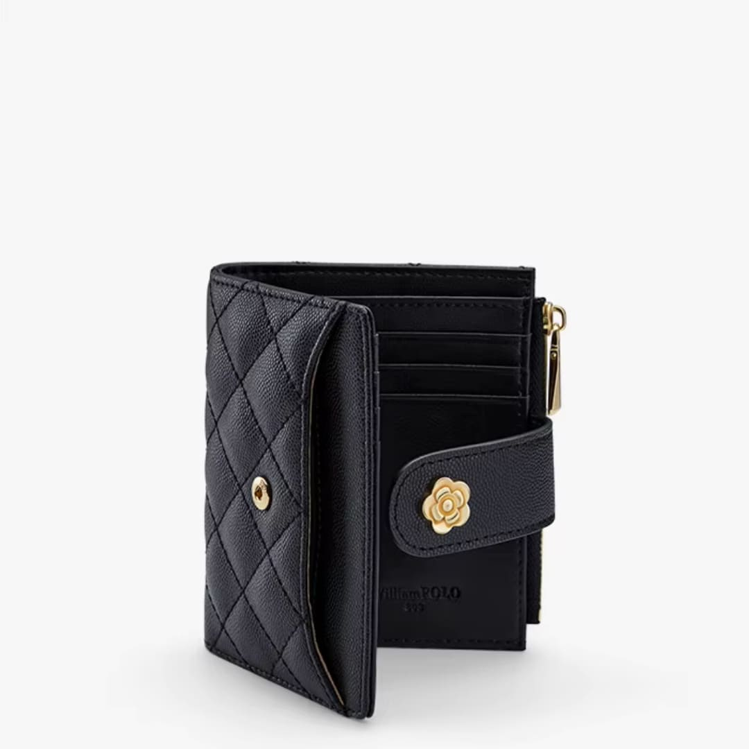 CARTEIRA FEMININA CURTA  FEITA EM COURO GENUÍNO MODELO ÉLORA -LINHA  WILLIAM POLO