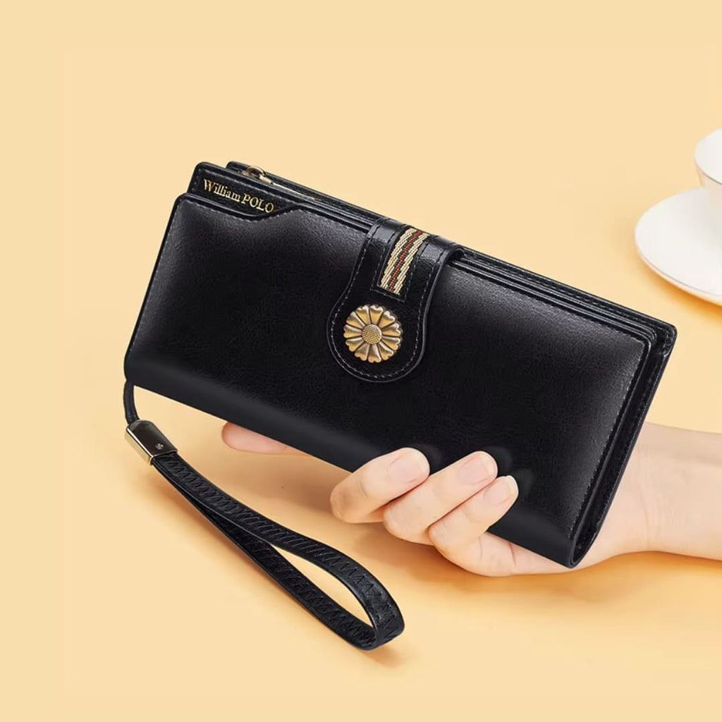 CARTEIRA FEMININA FEITA EM COURO GENUÍNO  MODELO FLEUR LUXE- LINHA WILLIAM POLO