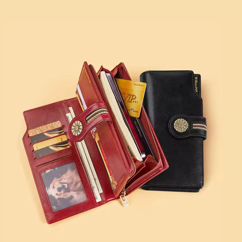 CARTEIRA FEMININA FEITA EM COURO GENUÍNO  MODELO FLEUR LUXE- LINHA WILLIAM POLO