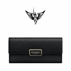 CARTEIRA FEMININA FEITA EM COURO GENUÍNO  MODELO IVORY ÉLÉGANCE BLACK - LINHA WILLIAM POLO