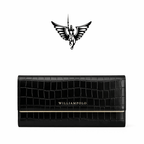 CARTEIRA FEMININA FEITA EM COURO GENUÍNO  MODELO IVORY ÉLÉGANCE BLACK - LINHA WILLIAM POLO