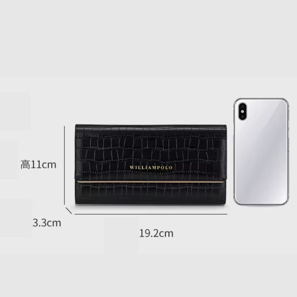 CARTEIRA FEMININA FEITA EM COURO GENUÍNO  MODELO IVORY ÉLÉGANCE BLACK - LINHA WILLIAM POLO