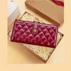 CARTEIRA FEMININA LONGA FEITA EM COURO GENUÍNO MODELO  SARAH NOIR BLACK – LINHA WILLIAM POLO