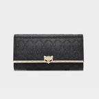 CARTEIRA FEMININA LONGA FOXER FEITA EM COURO GENUÍNO MODELO SÉLUNE BLACK