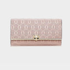 CARTEIRA FEMININA LONGA FOXER FEITA EM COURO GENUÍNO MODELO SÉLUNE ROSÉ