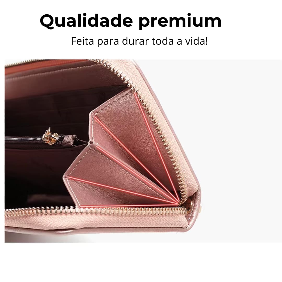 CARTEIRA FEMININA  FOXER FEITA EM COURO GENUÍNO MODELO  VELISSE ROSÉ