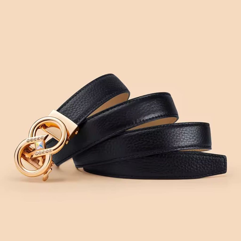 CINTO FEMININO FEITO EM COURO GENUÍNO MODELO ARVELLI BLACK- LINHA WILLIAMPOLO