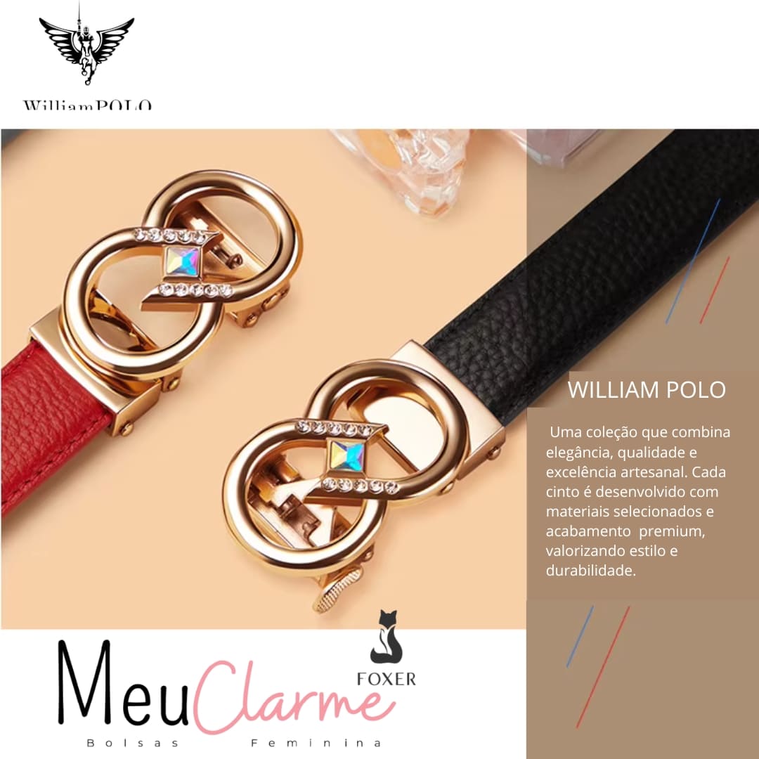 CINTO FEMININO FEITO EM COURO GENUÍNO MODELO ARVELLI REWHITE- LINHA WILLIAMPOLO
