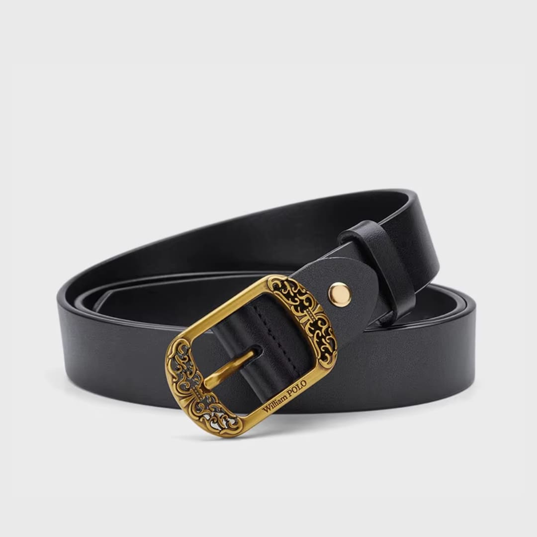 CINTO FEMININO FEITO EM COURO LEGÍTIMO MODELO AVENUE D’OR- LINHA WILLIAM POLO