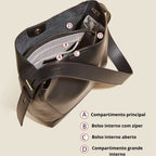 BOLSA FEMININA EM COURO  FOXER MODELO VALENCIA BLACK