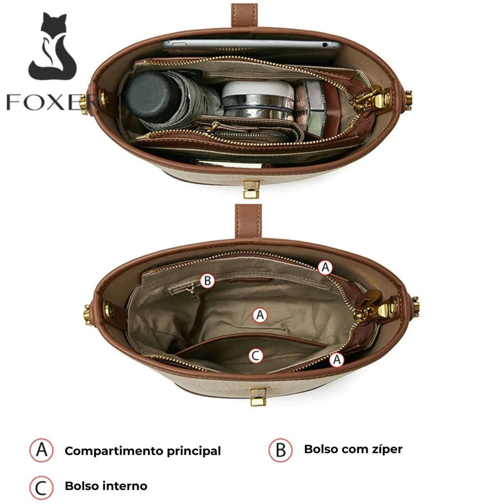 BOLSA FEMININA FOXER FEITA EM COURO MODELO SAINT HONORÉ