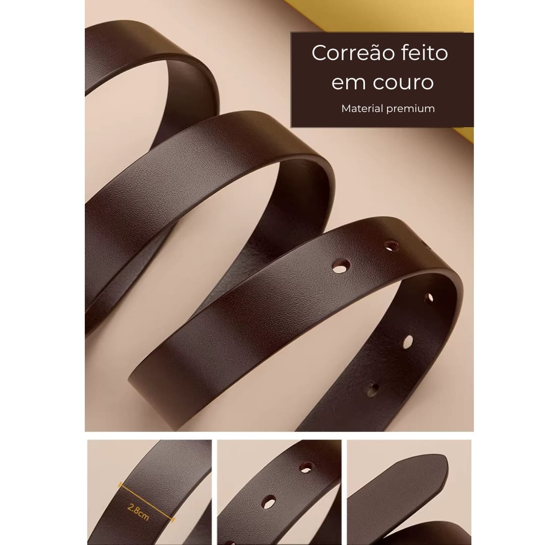 CINTO FEMININO FEITO EM COURO LEGÍTIMO MODELO AVENUE D’OR- LINHA WILLIAM POLO